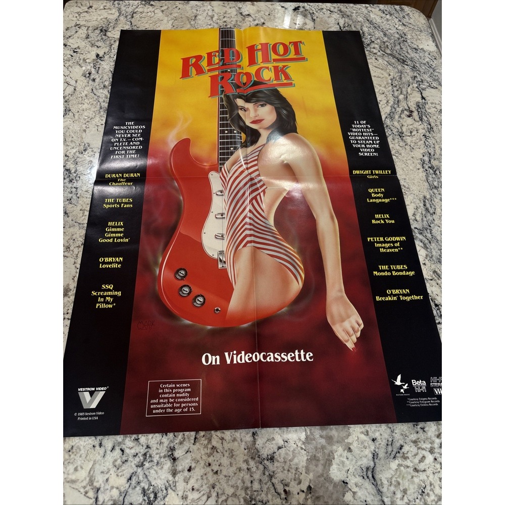 RARE RED HOT ROCK 1985 VHS Movie Poster BOP Queen Traci Lords 24x36 Guitar
